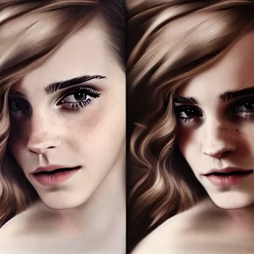 Image similar to a gorgeous female photo, emma watson, professionally retouched, soft lighting, wearing a feather dress, realistic, intricate, elegant, art by artgerm and wlop