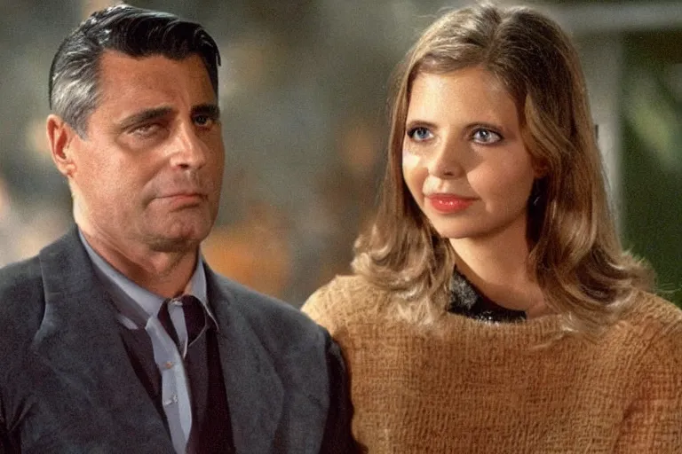 Image similar to cary grant as giles in buffy the vampire slayer, along side sarah michelle gellar 1 9 9 8