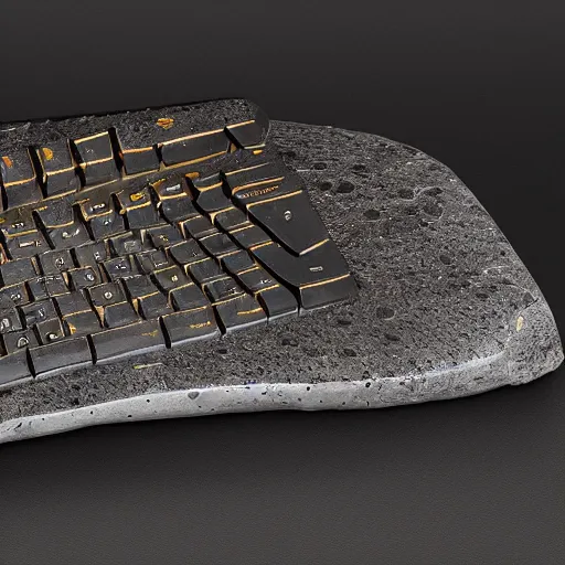 Prompt: an ergox split keyboard carved from meteorite