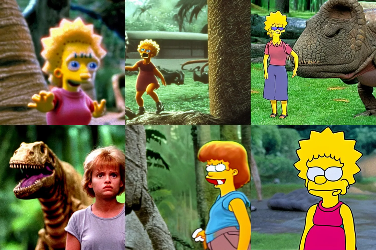 Prompt: film still of Lisa Simpson as Ellie Sattler in Jurassic Park (1993)