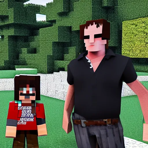 Image similar to quentin tarantino in the video game minecraft