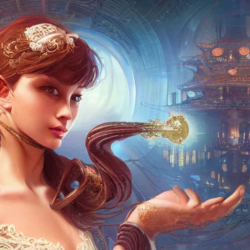 Prompt: a churro treat with wedding rings D&D, intricate, elegant, highly detailed, digital painting, japanese , altered carbon style, trending on artstation, unreal engine 5, octane render, redshift, concept art, art by Artgerm and Greg Rutkowski and Alphonse Mucha