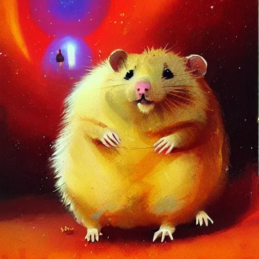 Prompt: a giant hamster by paul lehr