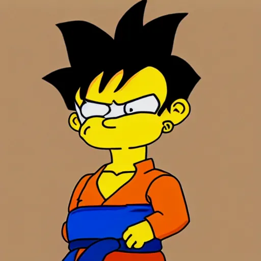 Image similar to son goku in tue style of simpson