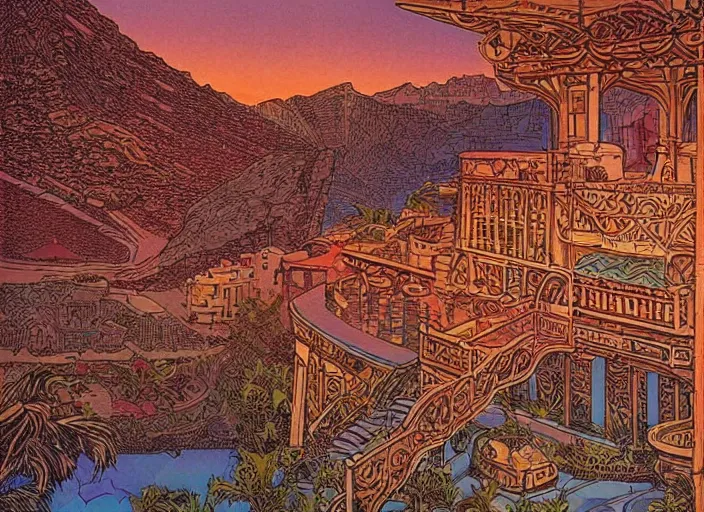 Prompt: Gran Canaria at the style of Moebius, fine details