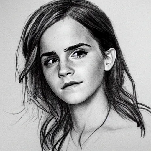 Prompt: child's drawing of emma watson.