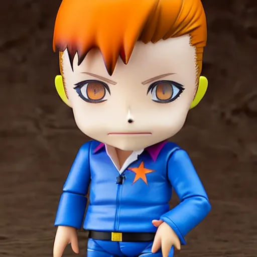 Prompt: a david bowie nendoroid with face makeup, product shot