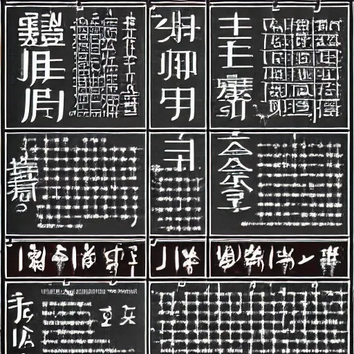 Image similar to an enigmatic writing system, cheat sheet with romanizations