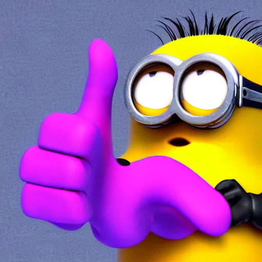 Image similar to Minion giving a thumbs up, photorealistic, hyper detailed, 8k, happy, excited, joy, crazy. Bright colors. Rendered in Unreal Engine.