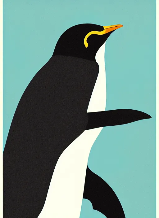 Image similar to portrait of a penguin doing penguin things,Karolis Strautniekas, editorial illustration, detailed, art deco, Mads Berg, matte print