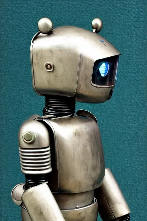 Image similar to ( ( ( ( ( 1 9 5 0 s retro future robot android aluminum bear. muted colors. ) ) ) ) ) by jean - baptiste monge!!!!!!!!!!!!!!!!!!!!!!!!!!!!!!