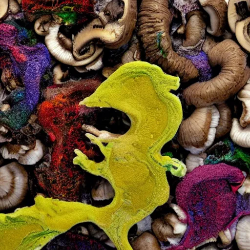 Image similar to a close up of a mushroom on the ground, a jigsaw puzzle by Lynda Benglis, flickr, neoplasticism, dye-transfer, biomorphic, grotesque