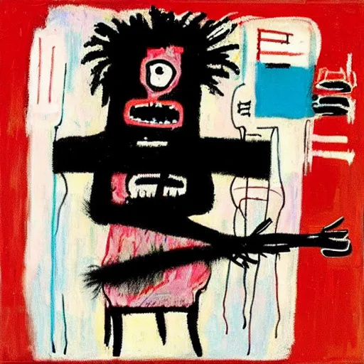 Image similar to “pig, emo pathologist woman taking blood sample, by Jean-Michel Basquiat”