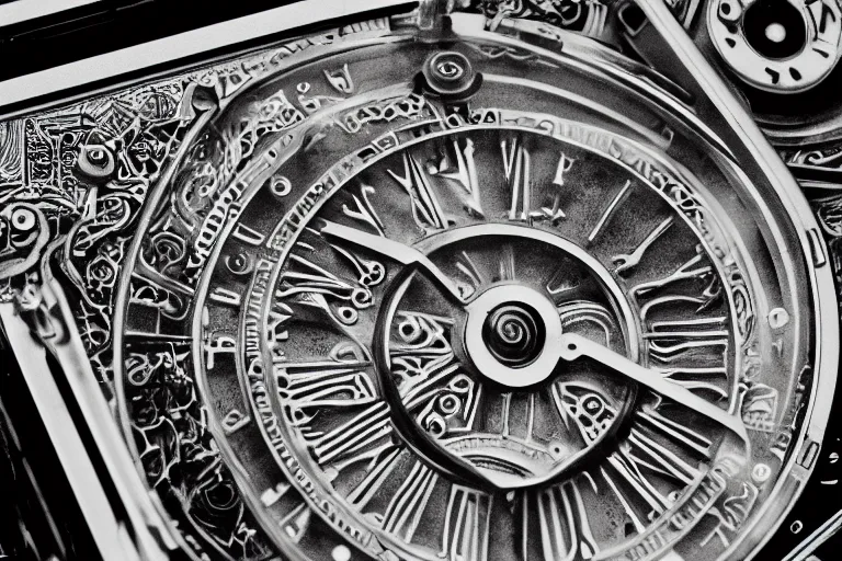 Prompt: time as perceived by a god, intricate, detailed, 3 5 mm back and white cinematic still