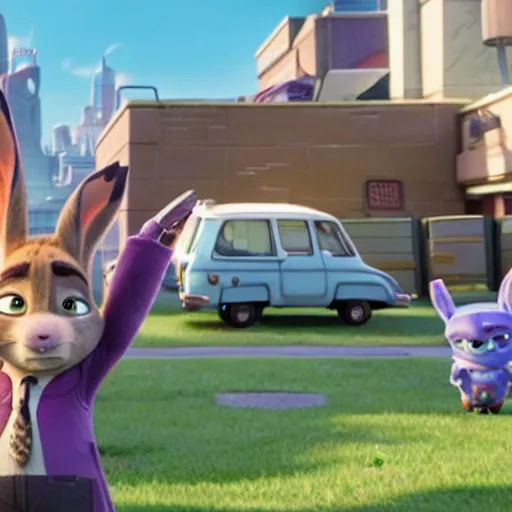 Prompt: a screenshot of Saul Goodman defending Judy Hopps in Zootopia