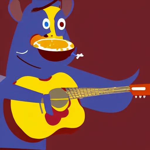 Prompt: an anthropomorphic pancake playing guitar