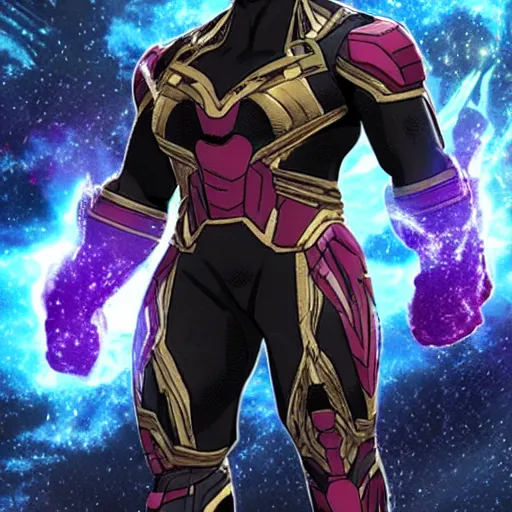 Image similar to darkness from genshin impact as Thanos in avengers infinity war