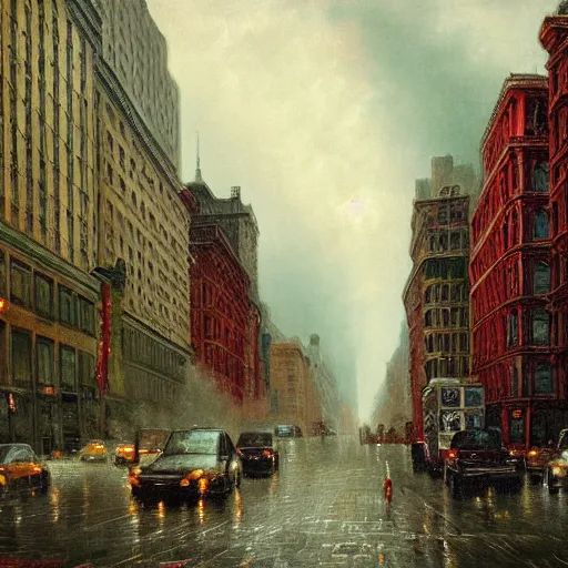 Image similar to rainy and stormy New York City, Victorian art