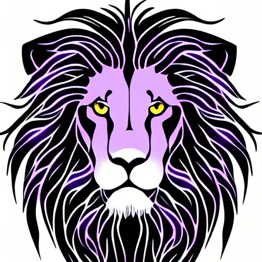 Image similar to album cover lion, illustration, ink, purple