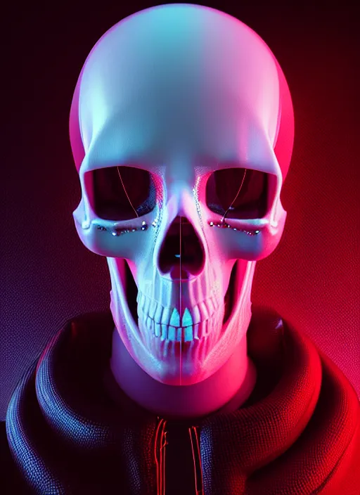 Prompt: symmetry!! portrait of frosted plastic wrapped skull, sci - fi, tech wear, glowing lights!! intricate, elegant, highly detailed, digital painting, octane render, photo realistic