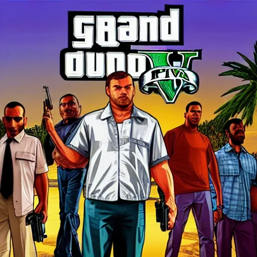 Image similar to fox as a GTA V cover art