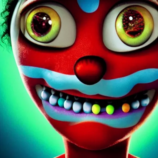 Image similar to A pixar movie about creepy Mexican clowns