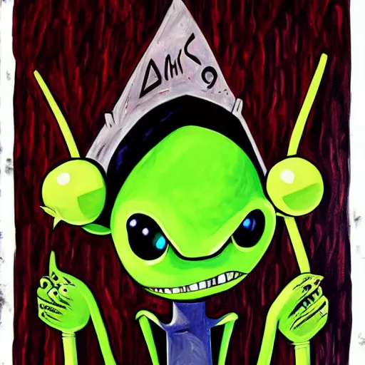 Prompt: invader zim, horror movie poster, detailed painting