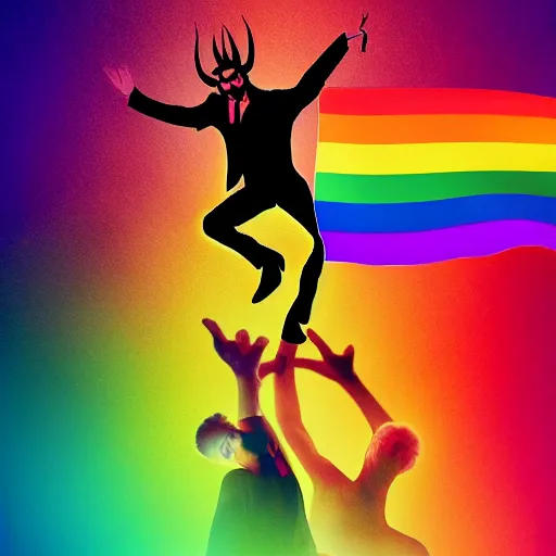 Image similar to satan dancing in a disco, pride, lgbtqa,