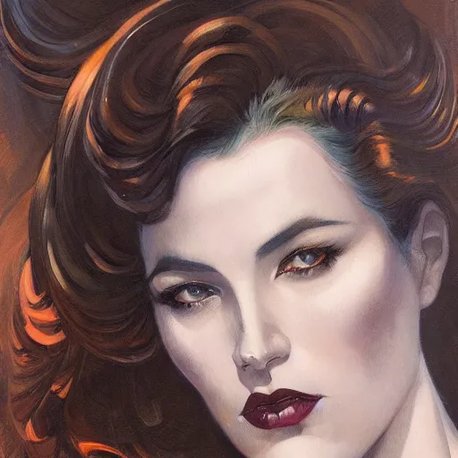 Image similar to a streamline moderne, art nouveau, multi - ethnic portrait in the style of charlie bowater, and in the style of donato giancola, and in the style of charles dulac. intelligent, expressive eyes. symmetry, ultrasharp focus, dramatic lighting, semirealism, intricate symmetrical ultrafine background detail.