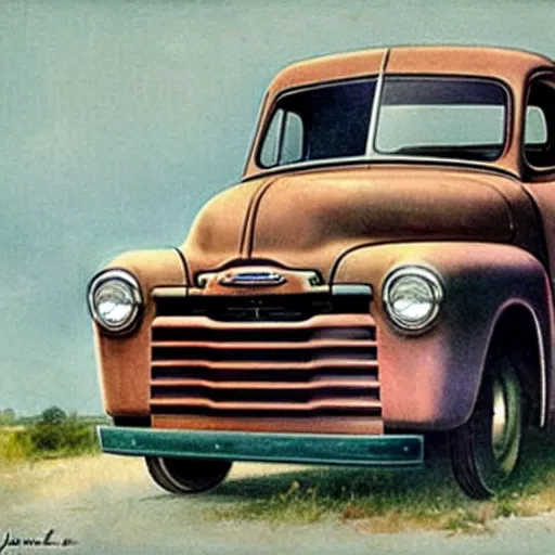 Image similar to 1950s pickup truck . muted colors. by Jean-Baptiste Monge