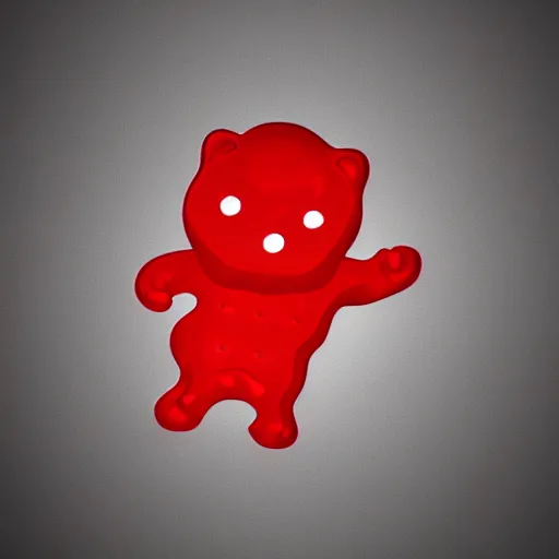 Prompt: red jelly gummy bear, body builder logo style