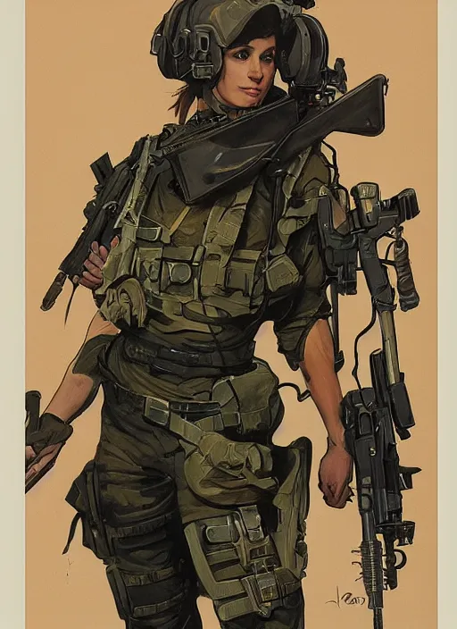 Image similar to Dinah. USN special forces operator. rb6s Concept art by James Gurney and Alphonso Mucha.