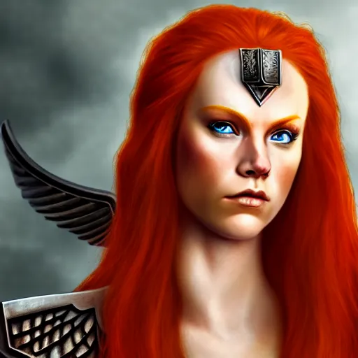 A portrait of a beautiful redhead valkyrie as a D&D | Stable Diffusion