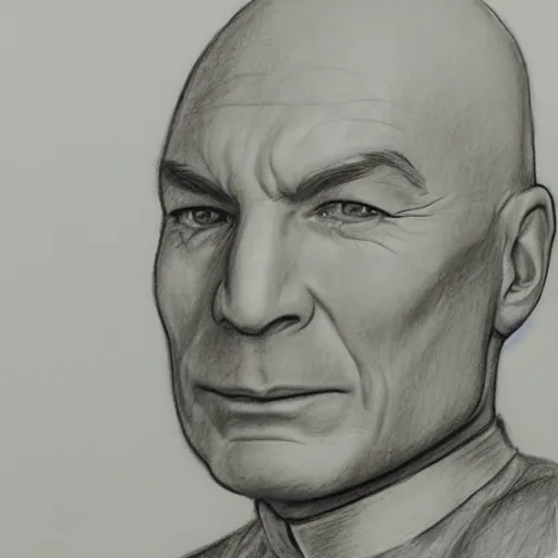 Image similar to a pencil sketch of jean - luc picard