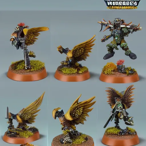 Prompt: 8 0 mm resin detailed miniature of a warhammer 4 0 k bird warriors, product introduction photos, 4 k, full body, hyper detailed,