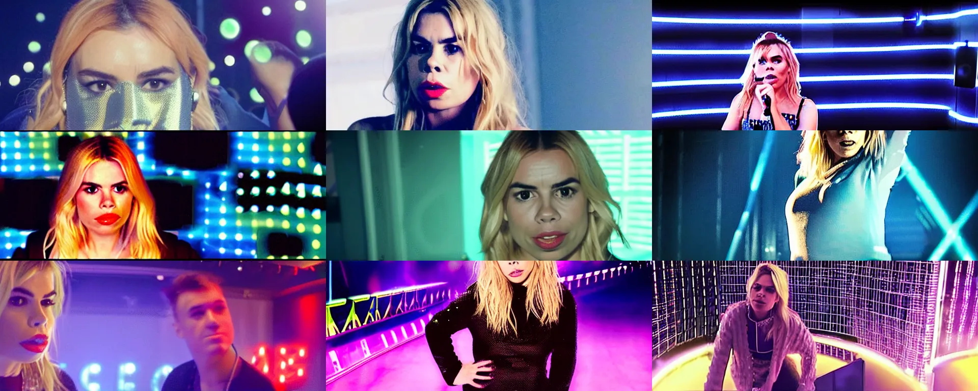 Image similar to 2 5 th anniversary 2 0 2 5 music video still, billie piper -'day & night ( billie's version ) ', produced by stargate tor & mikkel, popstar comeback single, choreography by jojo gomez, dancefloor, disco lights,'0 0 s nostalgia, singer - songwriter, nightclub, top 4 0