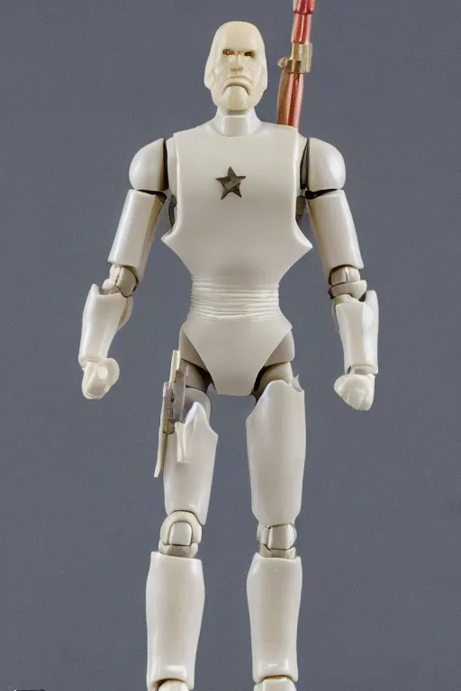 Image similar to 1 9 8 6 kenner action figure, 5 points of articulation, heroic human proportions, sci fi, 8 k resolution, high detail, front view, t - pose, space, star, he - man, gi joe, he man, warhammer 4 0 0 0