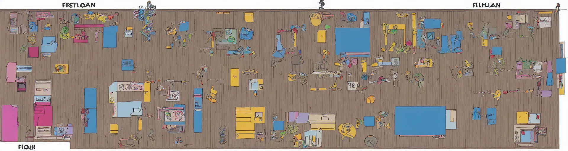 Prompt: Floorplan for a 1990's video arcade