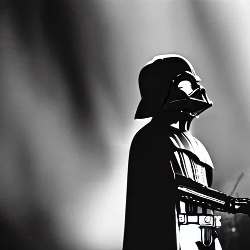 Prompt: 3 5 mm macro photograph of darth vader at an oasis concert