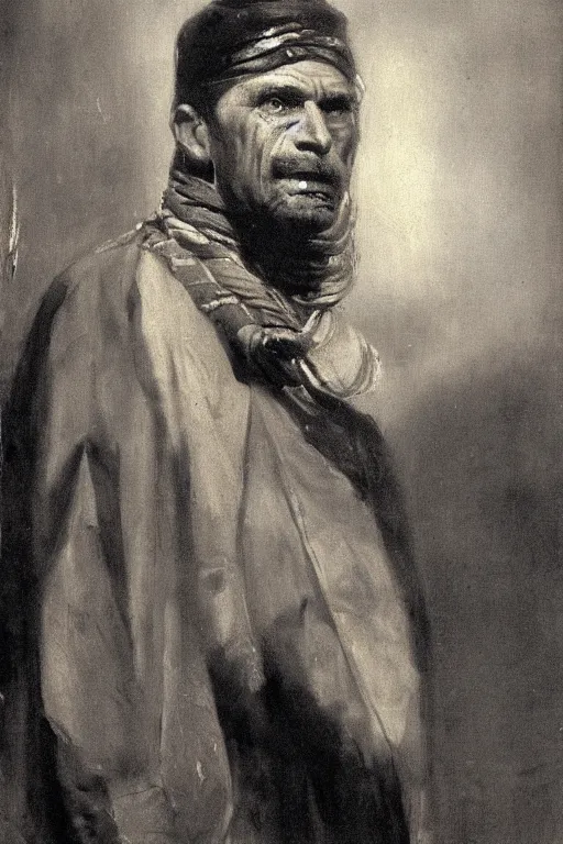 Image similar to hero portrait of a vince mcmahon in old egypt. masterpiece, dramatic light and shadow, saturated colors, ciaroscuro. painted by anders zorn