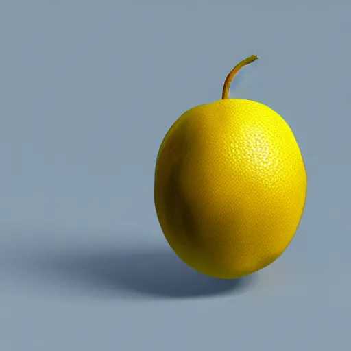 Image similar to a high quality render of a low poly lemon,