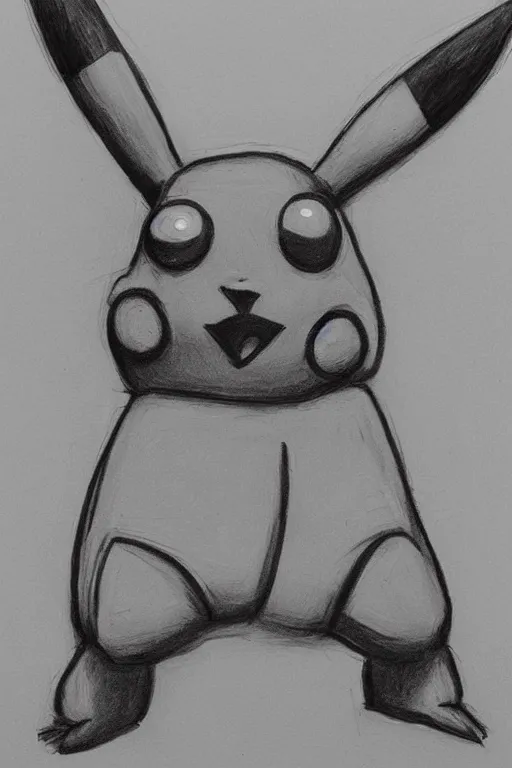 Prompt: a sculpture of pikachu, very detailed charcoal portrait by frank auerbach