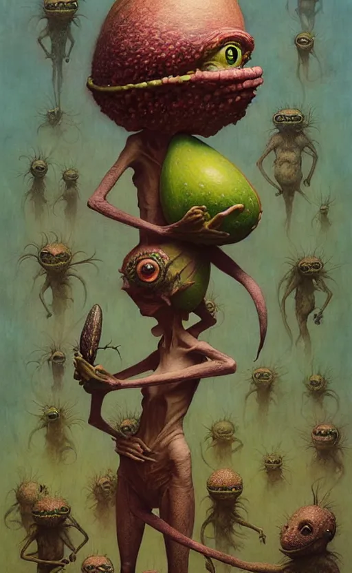 Image similar to imaginative anthro avocado creature painting by chiara bautista, beksinski and norman rockwell and greg rutkowski weta studio, tom bagshaw and lucasfilm