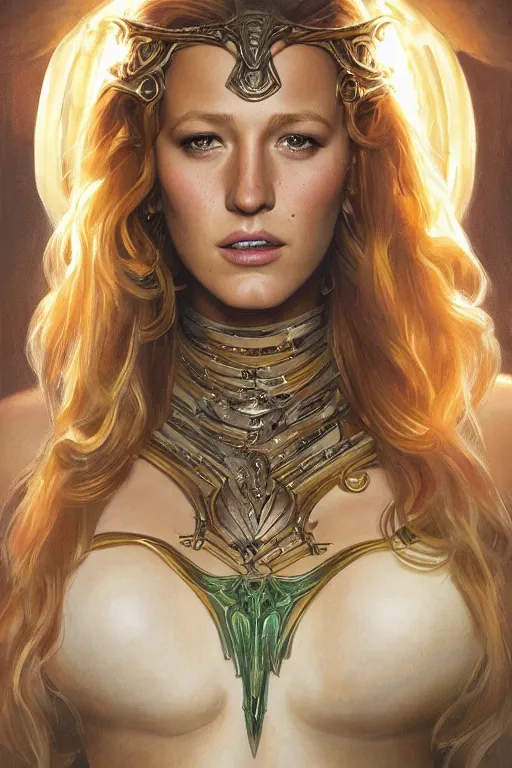 Image similar to ultra realistic illustration, blake lively as hera from baldurs gate and diablo, intricate, elegant, highly detailed, digital painting, artstation, concept art, smooth, sharp focus, illustration, art by artgerm and greg rutkowski and alphonse mucha