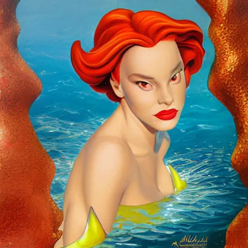 Image similar to detailed painting of little mermaid from disney by alex ross