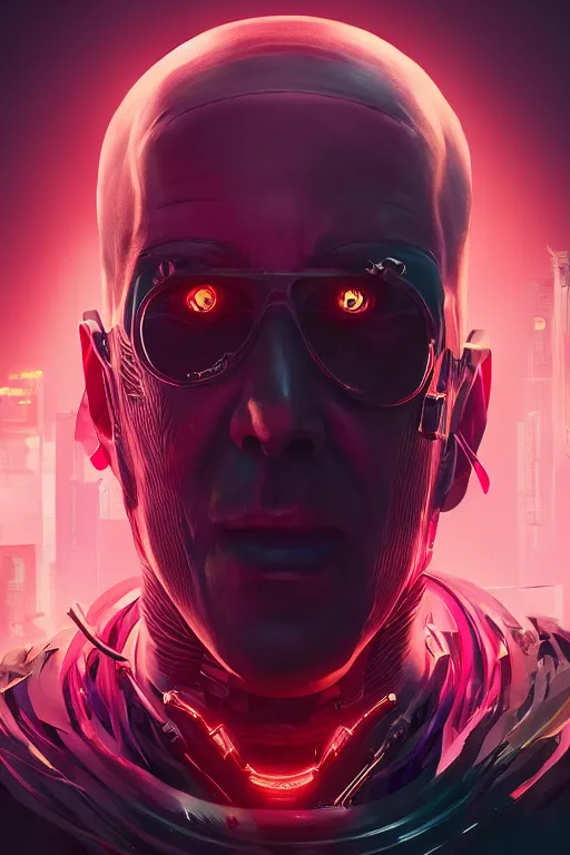 Image similar to cyberpunk horrific villain charismatic man, behance hd. by wlop, rhads, makoto shinkai, ilya kuvshinov, igor goryunov artgerm. ray tracing hdr radiating a glowing aura