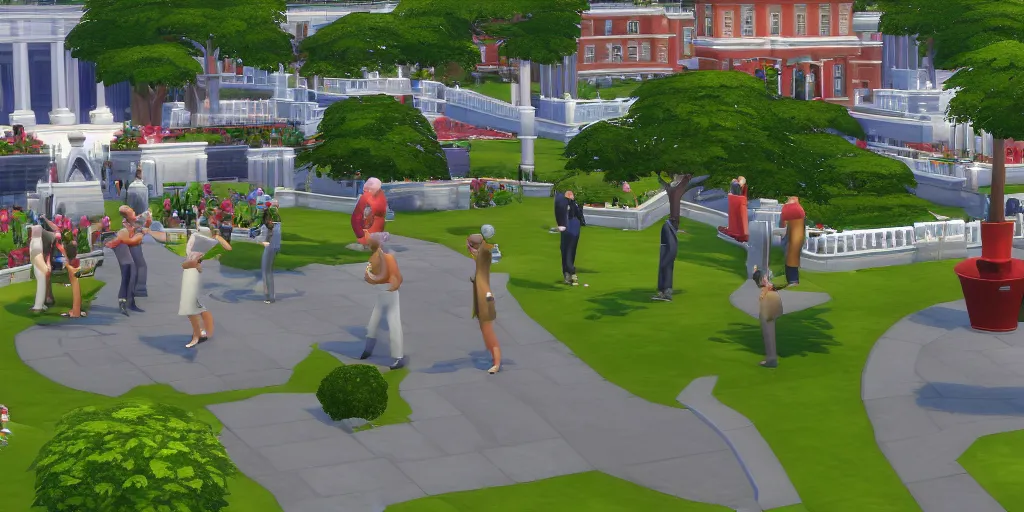 Prompt: a presidential inauguration in The Sims 4