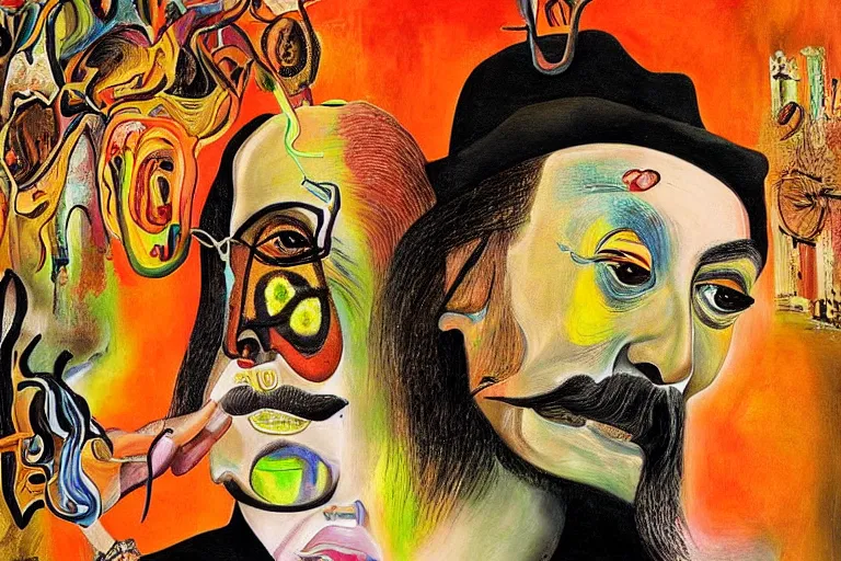 Image similar to portrait of a uncanny painter by Chor Boogie and Salvador Dali collaboration