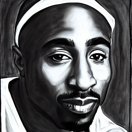 Image similar to tupac as an angel, painting