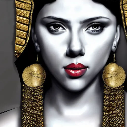 Image similar to Scarlett Johansson as Egyptian goddess art drawn in art style of WLOP full HD 4K highest quality realistic beautiful gorgeous natural WLOP artist painting